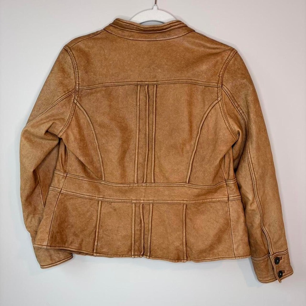 Vintage Coldwater Creek Tan leather Flight Jacket - Picture 7 of 8